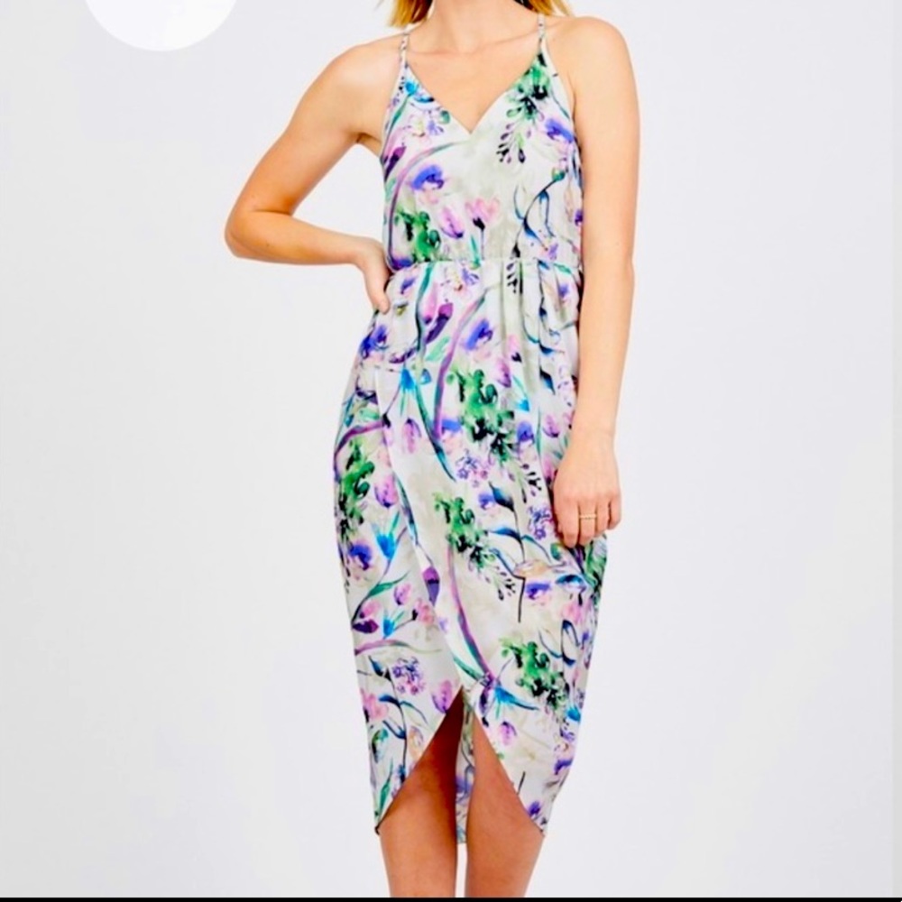 Amanda Uprichard midi racerback dress. Lightweight polyester